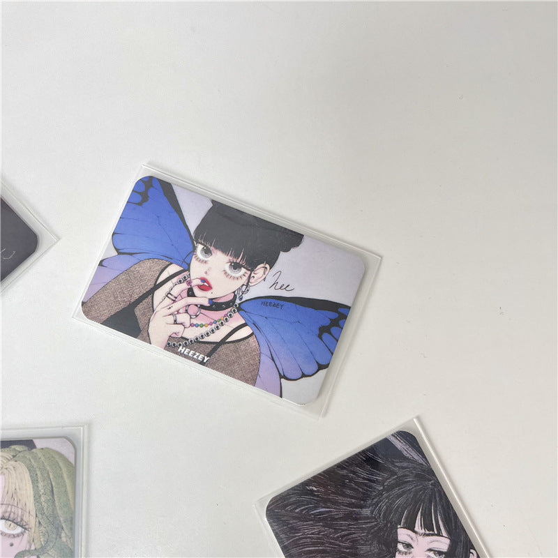 3-Inch Rounded Retro Spicy Dark Style Girl 3-Inch Small Card Hand Account Material Card Business Card