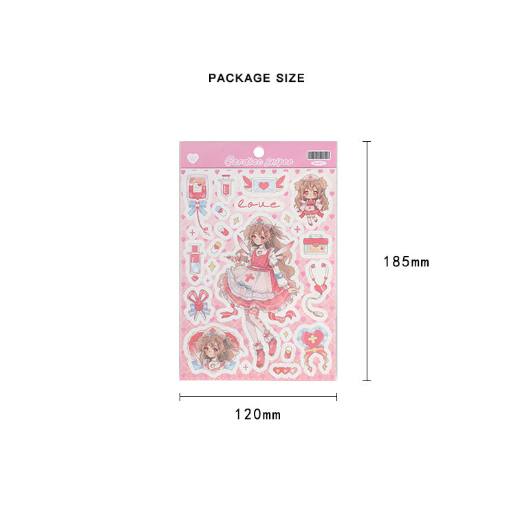 Infeel.Me Stickers Flower Angel series Cartoon Sweet Cool Girl DIY Handmade Phonecase Decorative Stickers