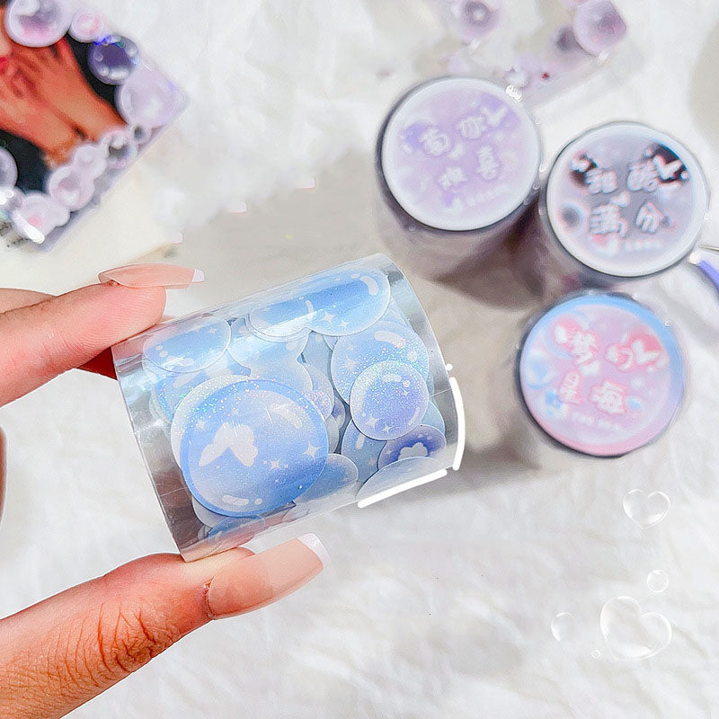 Laser Dream Bubble Sticker Glue Dot hand Account DIY Decoration Material Sticker Girl Heart Bubble Sticker
