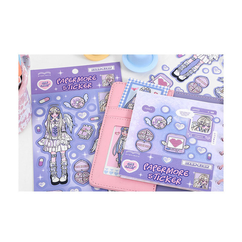 Self-Adhesive Stickers Twin Eros Series Sweet And Cool Comics Beautiful Girl Hand Account DIY Material Phone Case Stickers