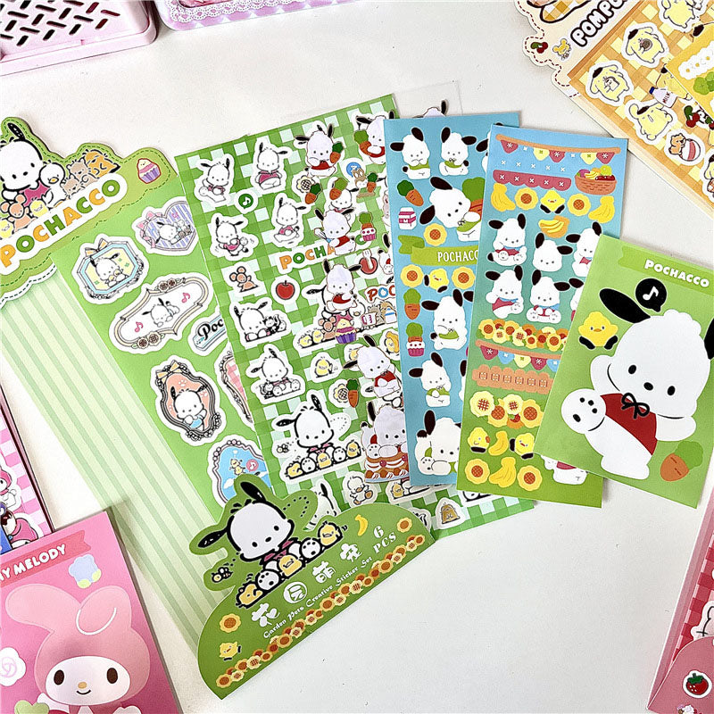 Sanrio Cute Supply Station Cartoon Anime Paper Sticker Set Diy Hand Account Decoration Material Sticker