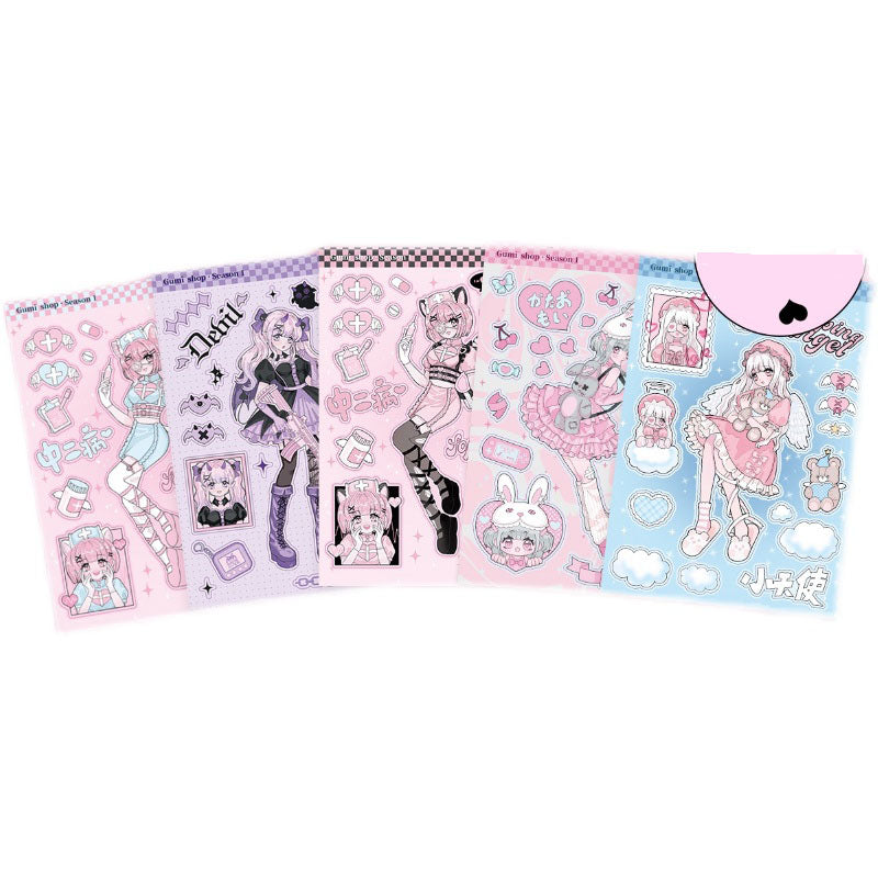 Sweet Asian Style Goo Card Character Sticker Character DIY phone Case hand account girl sticker