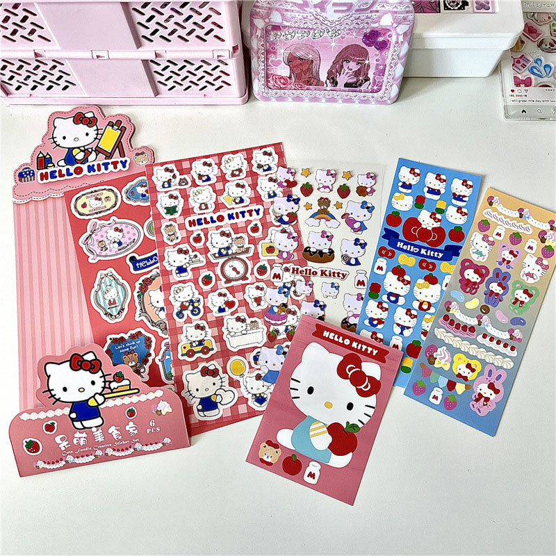 Sanrio Cute Supply Station Cartoon Anime Paper Sticker Set Diy Hand Account Decoration Material Sticker