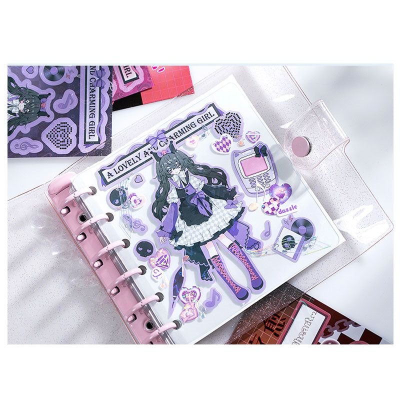 Different Dimension Calling Characters Series Cartoon Sweet Cool Girls Die-cut Handbook Stickers 2pcs into 4 Types