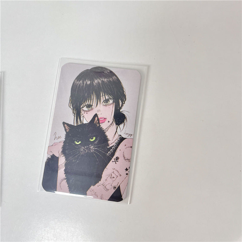 3-Inch Rounded Retro Spicy Dark Style Girl 3-Inch Small Card Hand Account Material Card Business Card