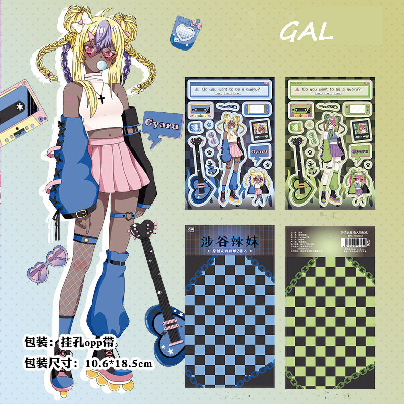 Different Dimension Calling Characters Series Cartoon Sweet Cool Girls Die-cut Handbook Stickers 2pcs into 4 Types