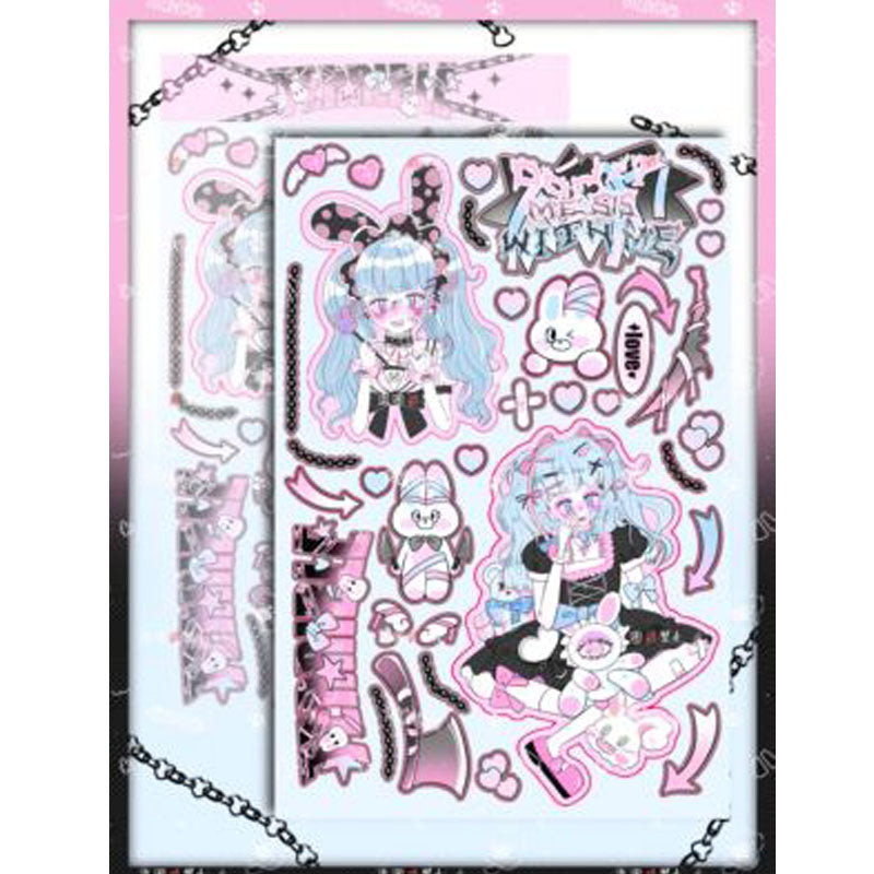 Killer Girl Barbie Girl Love Membrane Sweet Asian Style Decorative Stickers DIY Hand Account Phone Case Small Card Stickers