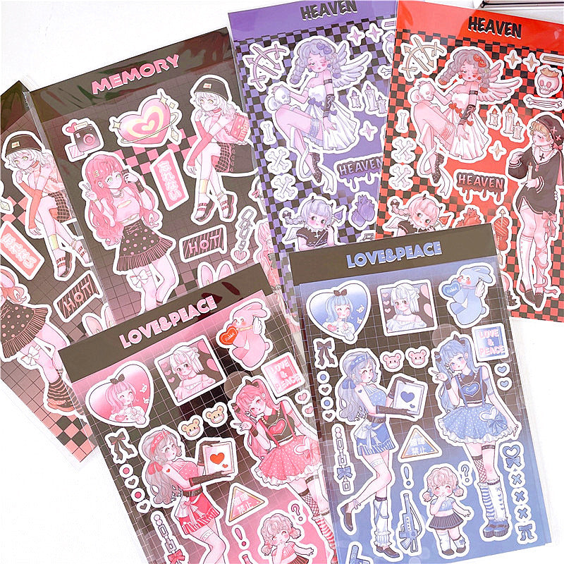 Girl Heart Cartoon Decoration Hand Account Phone Case Decoration Sticker DIY Handmade High-Value Heartbeat Signal Sticker