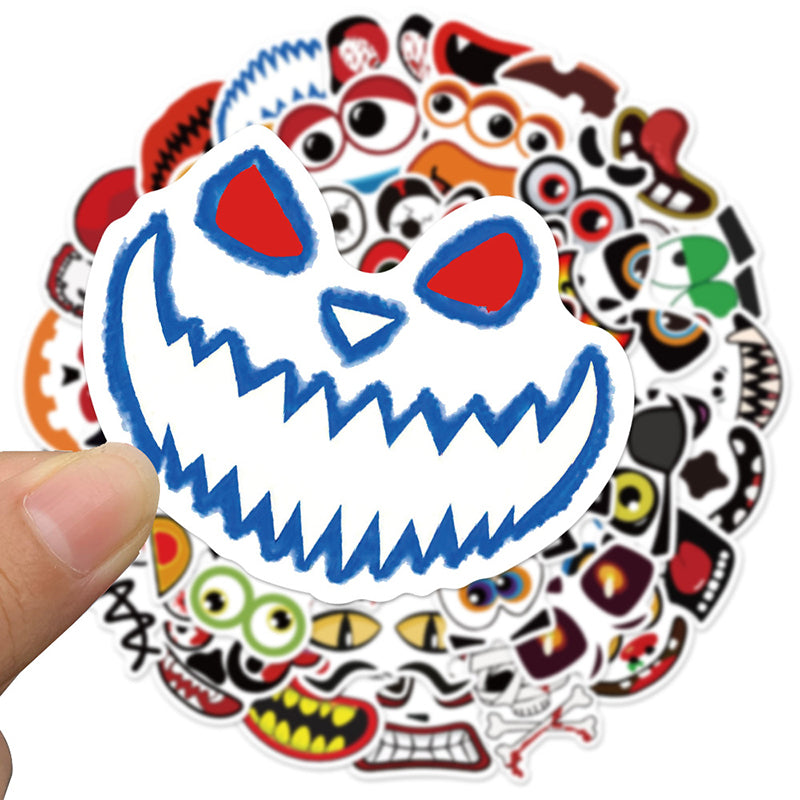 50pcs Halloween Wacky Stickers Decorated Water Bottle Phonecase Pull Box Pumpkin Wacky Waterproof Graffiti Stickers