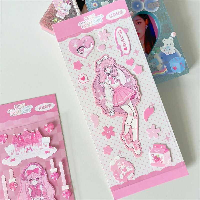 Sticker Spot Comic Style YK2 Sweet Asian Style Cute Character Goo Card Star Chasing Decoration Sticker