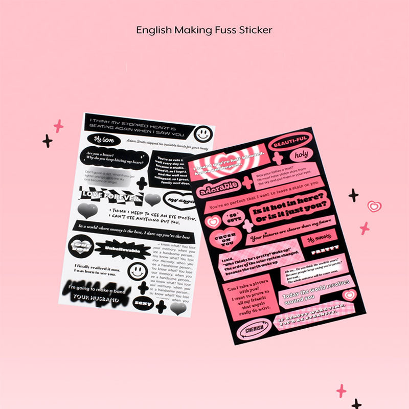 BE ON D Sweet Cool Style English Word Frame Decoration Sticker Small Card Hand Account Material Waterproof Small Sticker
