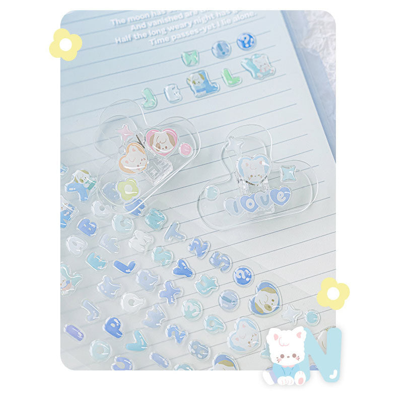 RosyPosy Jelly Letter Stickers TuTu&Byebye Series Cute Style DIY Hand Account Phone Case Material Stickers 4 Types