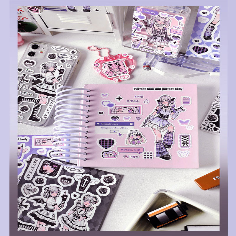 Matte Membrane Goo Card Sticker Little Witch Sweetheart Series Cartoon Sweet And Cool Girl Hand Account Material