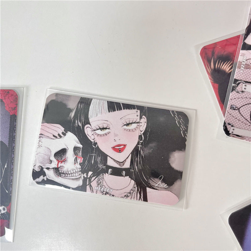 3-Inch Rounded Retro Spicy Dark Style Girl 3-Inch Small Card Hand Account Material Card Business Card