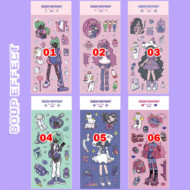 Character Goo Card Sticker Hand Account Sticker phone Case Black Hot Girl Leather Skateboard Trainee Magic Witch Girl SweetCool Retro DIY Sticker