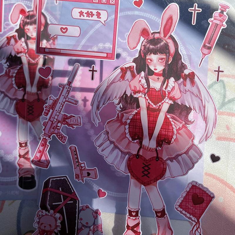 Disguised Angel Girl Stickers Goo Card Cover Hand Account Decoration Sticker