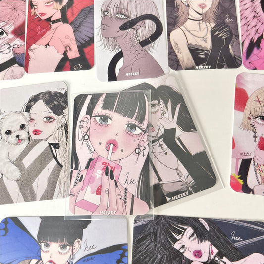 3-Inch Rounded Retro Spicy Dark Style Girl 3-Inch Small Card Hand Account Material Card Business Card