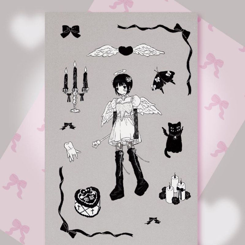 Milky Hearts Sticker Book Inner Page Low Saturation Sweet Sick Sweet Girl Character Decoration Sticker DIY Keychain Plate Hand Account Phone Case Sticker
