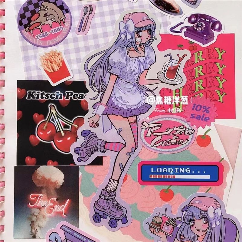 Domi Sticker Book With The Same Inner Page Girl Angel College Style Sticker Maid Roller Skating Sweet Asian Style Anime Character Sticker
