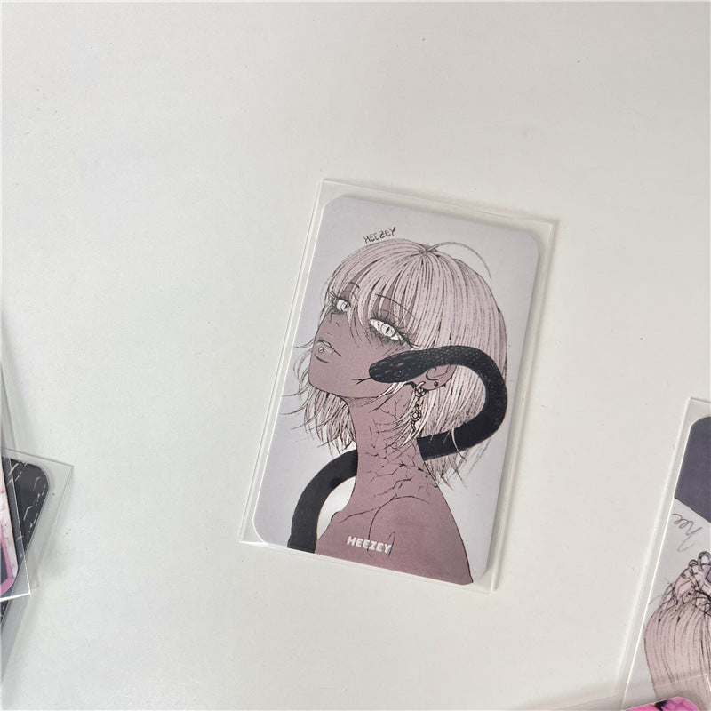 3-Inch Rounded Retro Spicy Dark Style Girl 3-Inch Small Card Hand Account Material Card Business Card