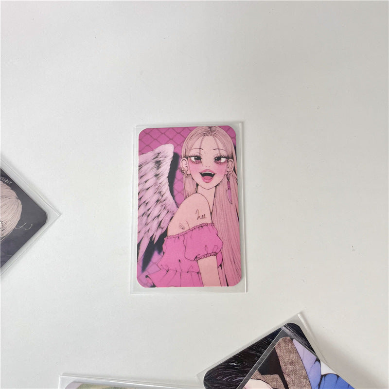 3-Inch Rounded Retro Spicy Dark Style Girl 3-Inch Small Card Hand Account Material Card Business Card