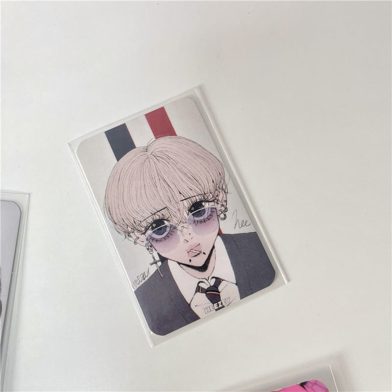 3-Inch Rounded Retro Spicy Dark Style Girl 3-Inch Small Card Hand Account Material Card Business Card