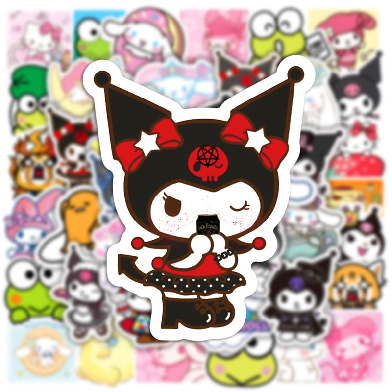 50pcs Stickers Melody Keroppi Sanrio Hello kitty Kuromi Cute DIY Waterproof Stickers