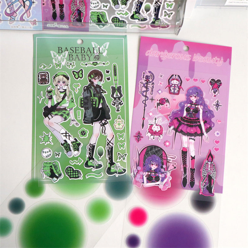 Happy Growth Series Sweet And Cool Comics Beautiful Girl Handbook DIY Material Stickers