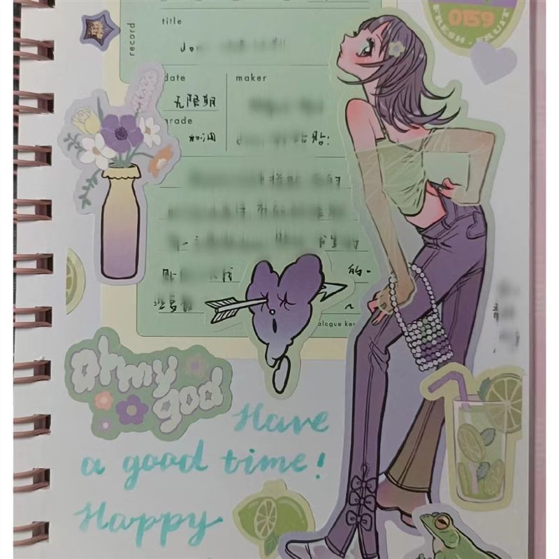 Domi Sticker Book With The Same Inner Page Girl Angel College Style Sticker Maid Roller Skating Sweet Asian Style Anime Character Sticker