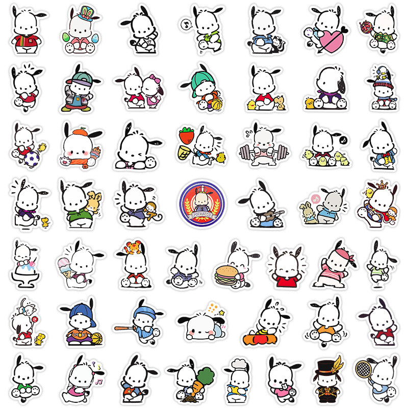 50pcs Pochacco Sticker Water Cup Notebook Hand Account Water Cup Waterproof Student Stationery Decoration Graffiti Sticker