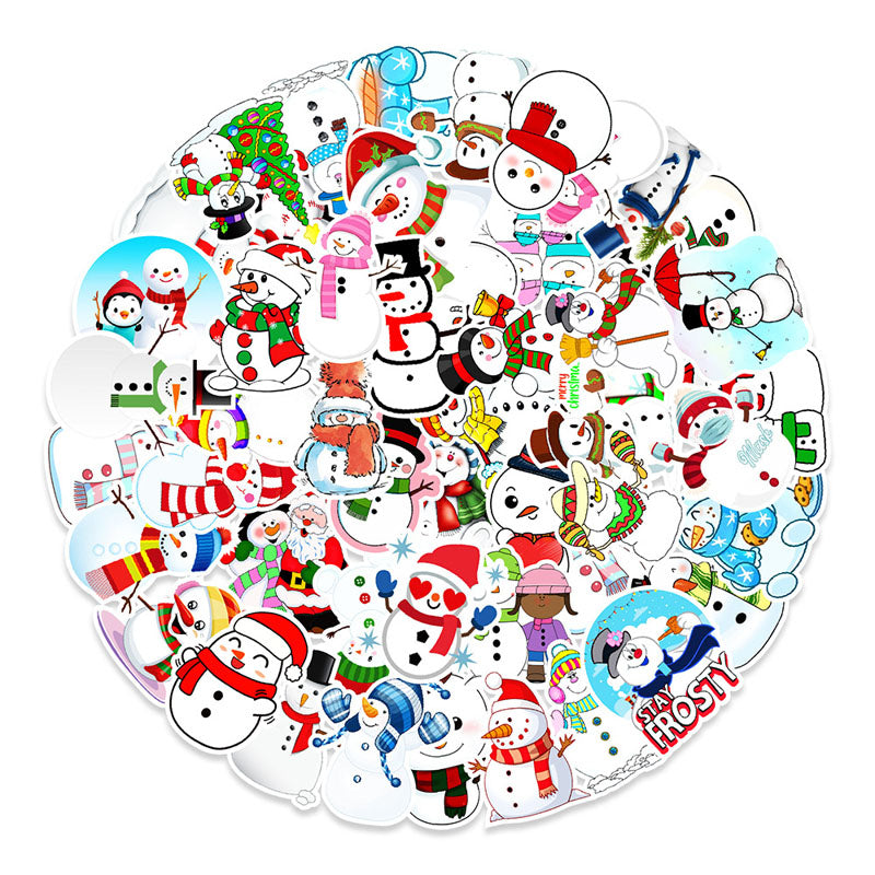 50pcs/100pcs Christmas Graffiti Stickers Holiday Party Hand Account DIY Phone Case Stickers Waterproof