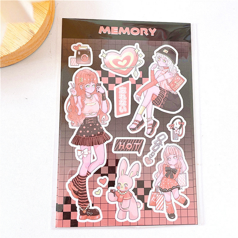 Girl Heart Cartoon Decoration Hand Account Phone Case Decoration Sticker DIY Handmade High-Value Heartbeat Signal Sticker