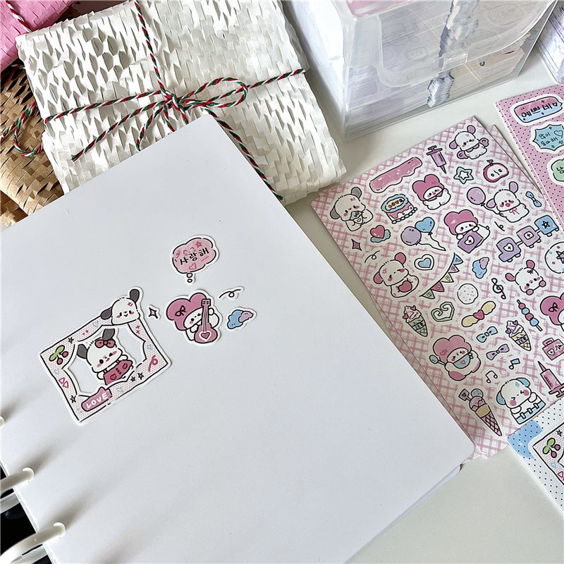 Punny hand-Painted Graffiti Style Cute Animal Puppy Dialog Korean Hand Account Sticker Small Card Decoration Material