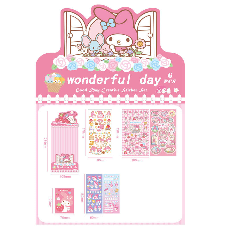 Sanrio Cute Supply Station Cartoon Anime Paper Sticker Set Diy Hand Account Decoration Material Sticker