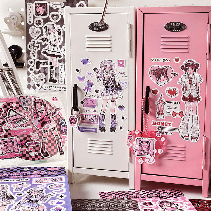 Matte Membrane Goo Card Sticker Little Witch Sweetheart Series Cartoon Sweet And Cool Girl Hand Account Material