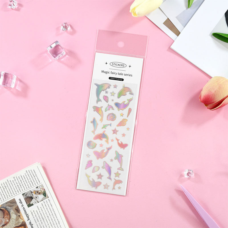 Magic Fairy Tale PVC Laser Silver Pressed Butterfly Bubble Element Hand Account Decoration Sticker Material Sticker