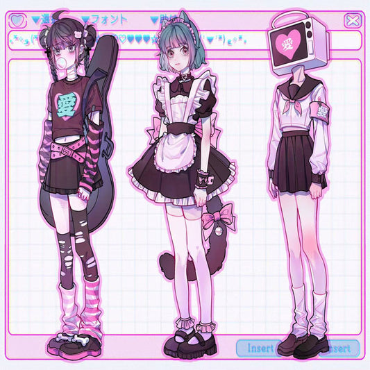 Electronic Three Girls Series Character Goo Card DIY Hand Account Phone Case Sticker