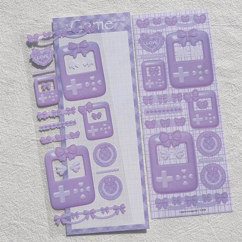 Macaron Game Machine Frame Exclusive 3D Modeling Decoration Stickers DIY Hand Account Material Stickers