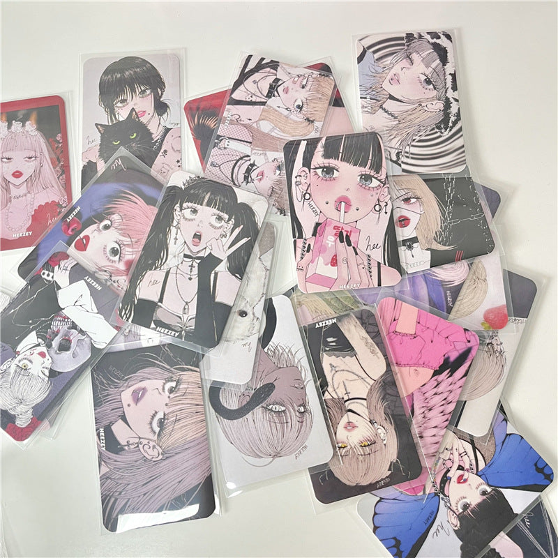 3-Inch Rounded Retro Spicy Dark Style Girl 3-Inch Small Card Hand Account Material Card Business Card
