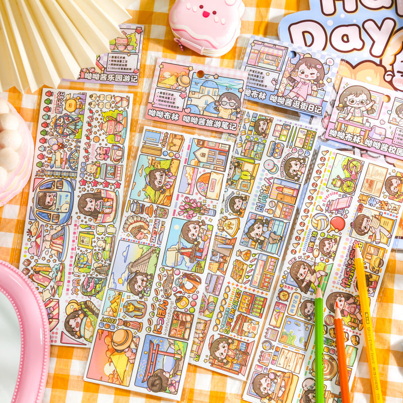 Cute Cartoon Character Stickers DIY Hand Account Landscaping Collage Tape