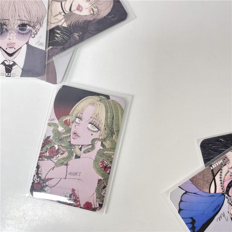 3-Inch Rounded Retro Spicy Dark Style Girl 3-Inch Small Card Hand Account Material Card Business Card