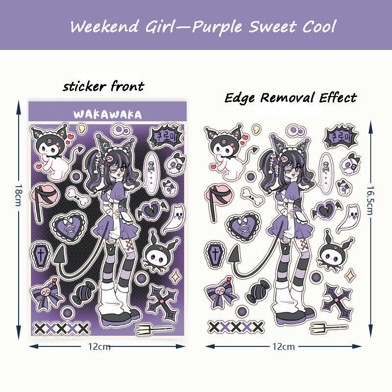 Happy Weekend Girl Pink Cake Decoration Sticker Cute Graffiti Hand Account Sticker Sticker Material Paper