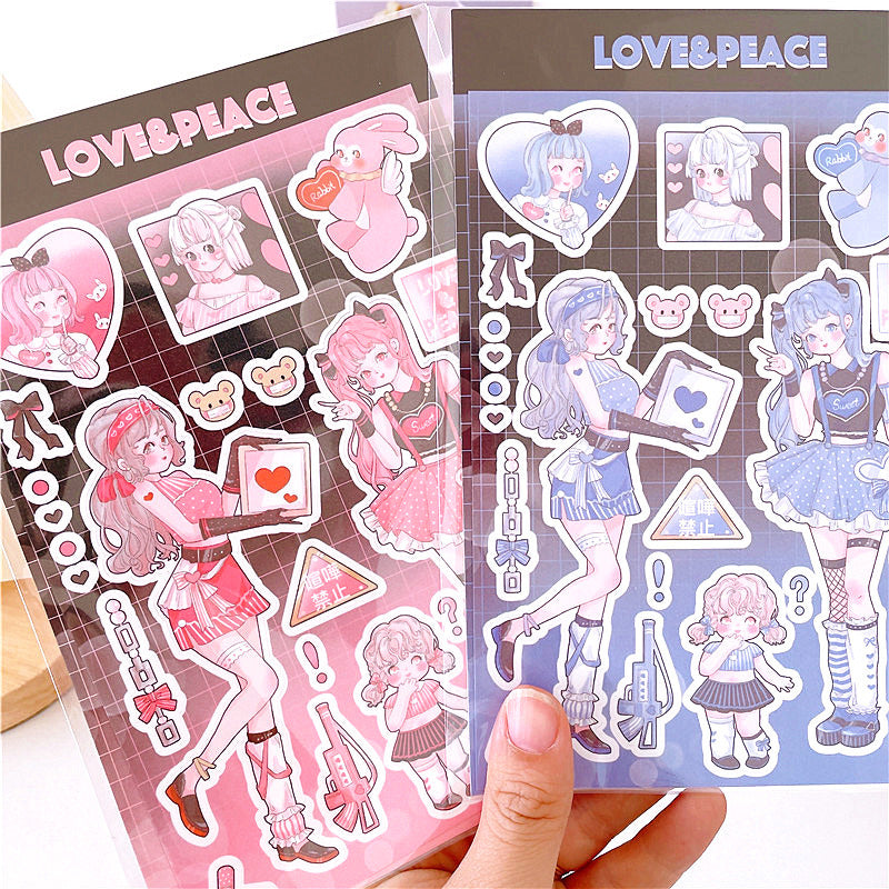 Girl Heart Cartoon Decoration Hand Account Phone Case Decoration Sticker DIY Handmade High-Value Heartbeat Signal Sticker