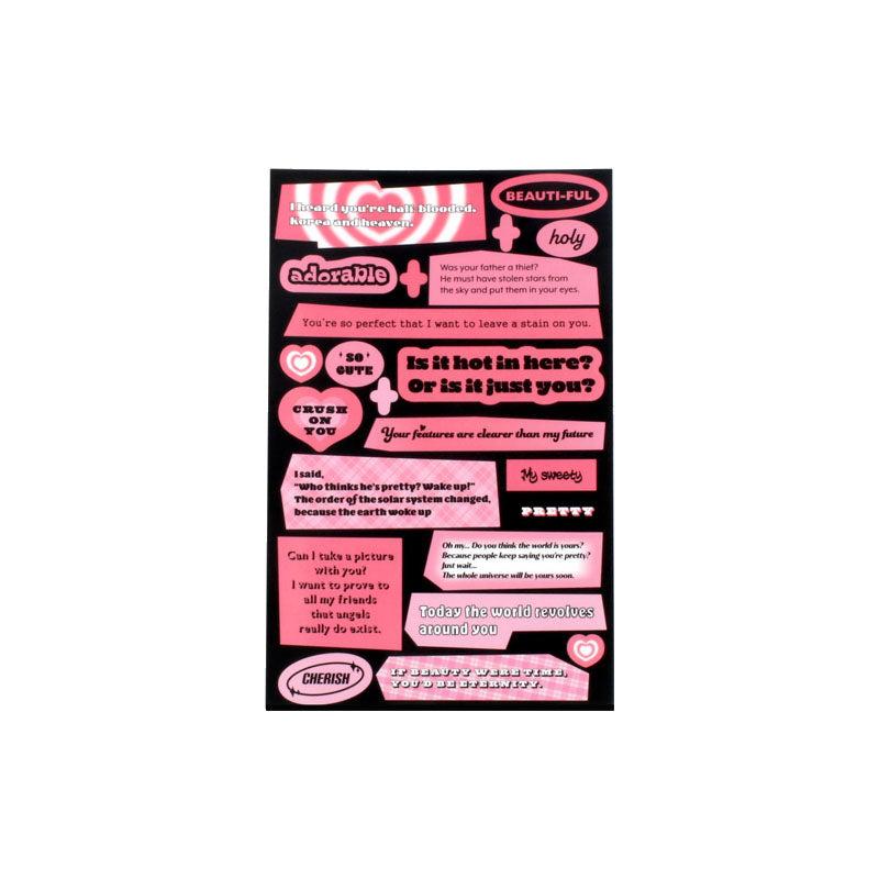 BE ON D Sweet Cool Style English Word Frame Decoration Sticker Small Card Hand Account Material Waterproof Small Sticker