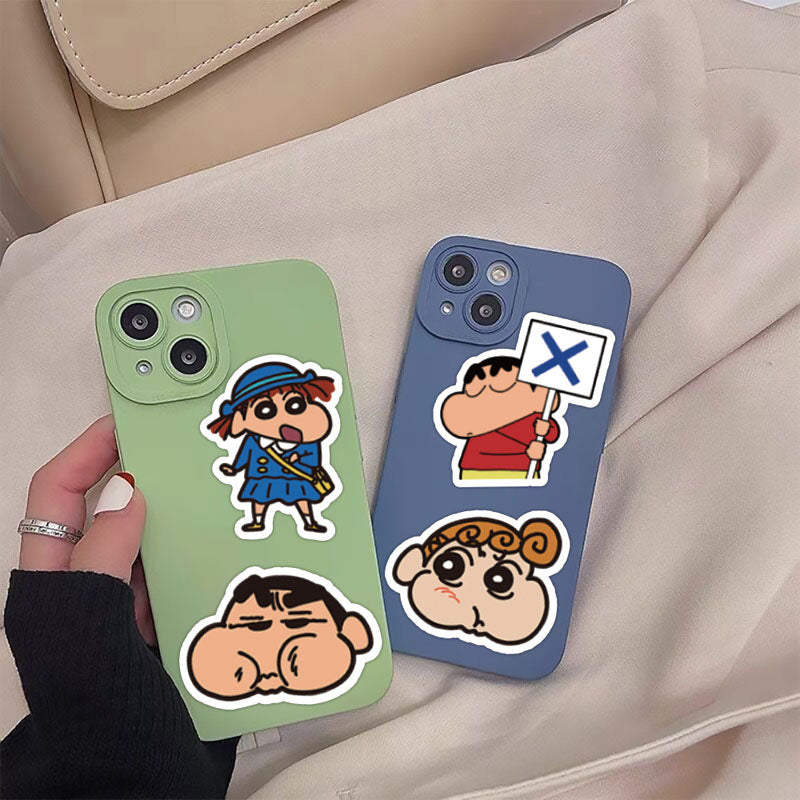 60pcs Cute Anime Cartoon Crayon Shin-chan Decoration Phone Case Water Cup Waterproof Hand Account Sticker Cartoon Sticker