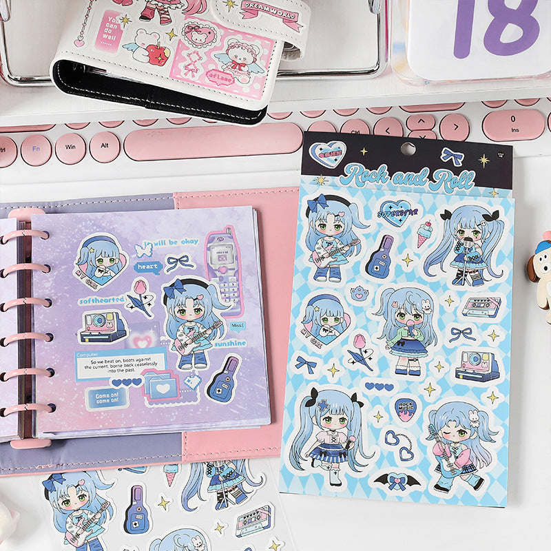 Cute Cartoon Character Pocket Diary Basic Decorative Stickers