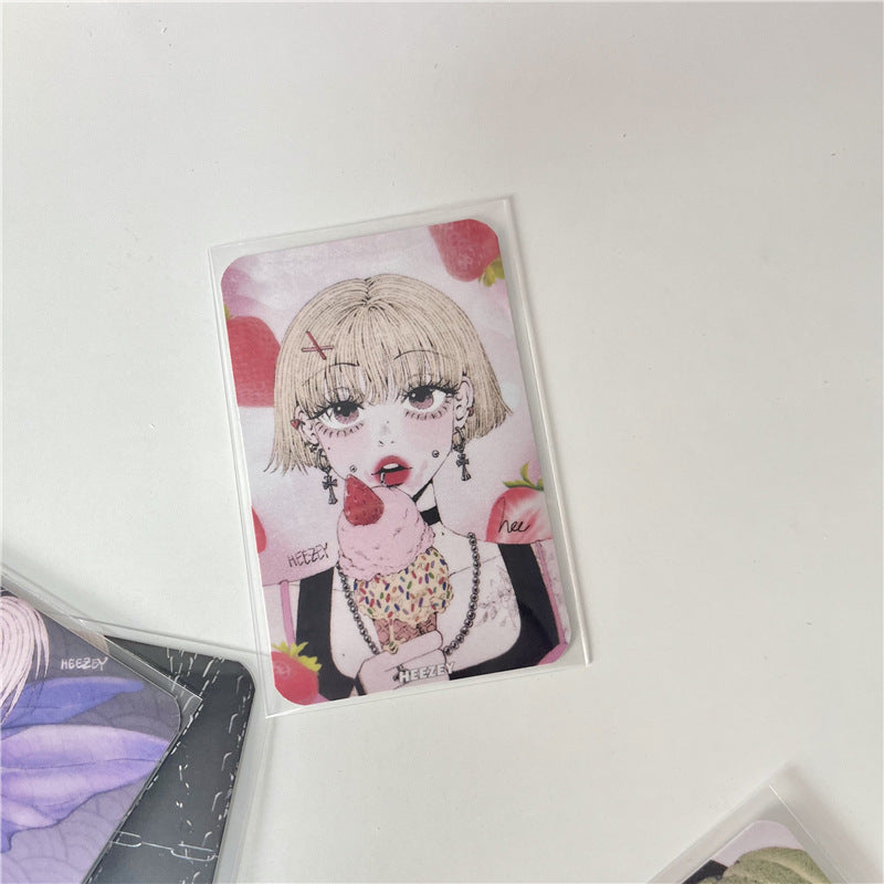 3-Inch Rounded Retro Spicy Dark Style Girl 3-Inch Small Card Hand Account Material Card Business Card