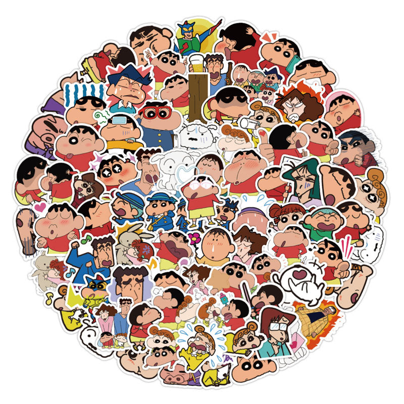 60pcs Cute Anime Cartoon Crayon Shin-chan Decoration Phone Case Water Cup Waterproof Hand Account Sticker Cartoon Sticker