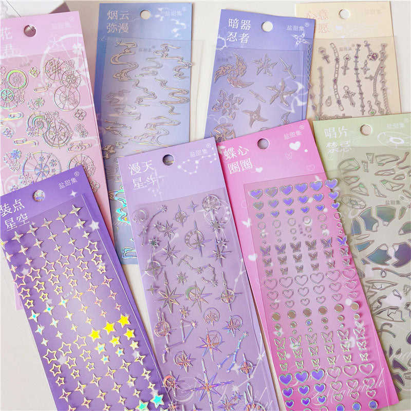 Galaxy Taboo Series Silver Pressed Stickers 3D Hand Account Phone Case Collage Decoration Material Stickers