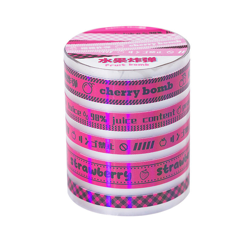 Love bell Laser Sticker Gradient Warning Line Hand Account Goo Card Deco Sticker Roll Material